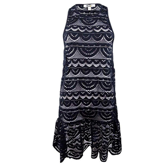 Miken Juniors' Crochet Racerback Drop-Waist Dress Cover-Up - Black - Size XS - Picture 1 of 2